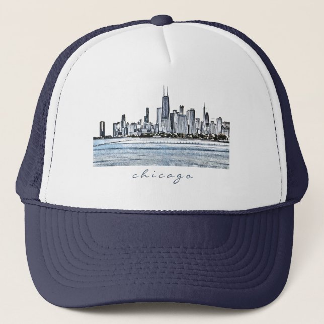 Chicago Skyline Trucker Hat Truckerkappe (Vorderseite)