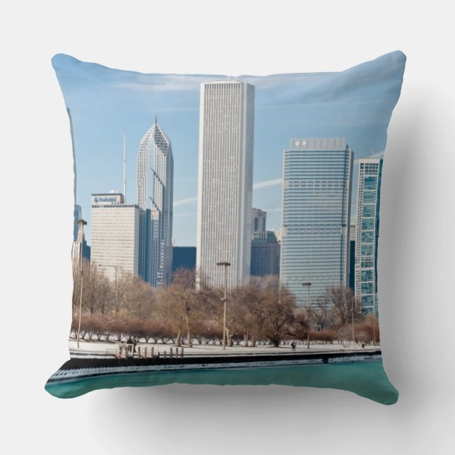 Chicago-Skyline über gefrorenem Michigansee Kissen (Vorderseite)
