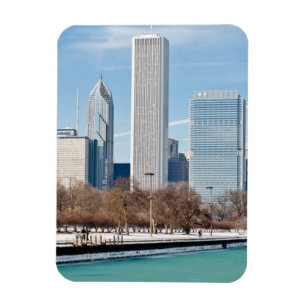 Chicago-Skyline über gefrorenem Michigansee Magnet