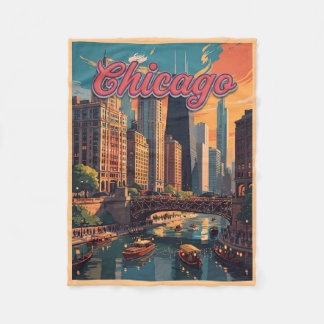 Chicago Skyline Ufer Fleecedecke