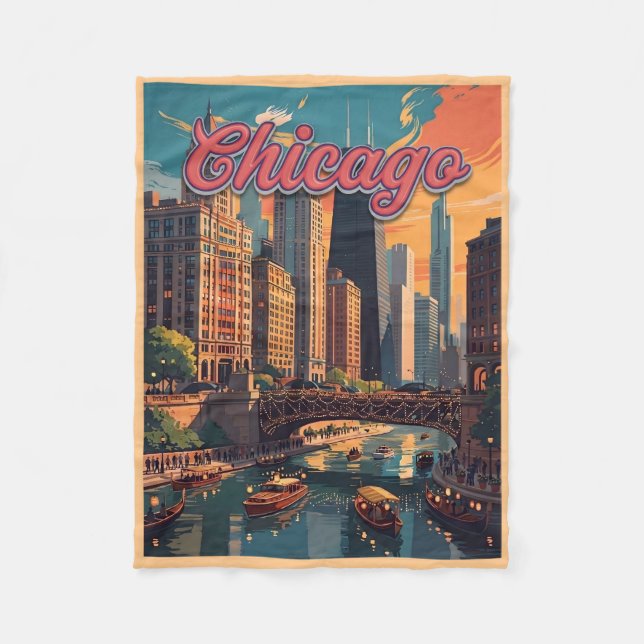 Chicago Skyline Ufer  Fleecedecke (Vorderseite)