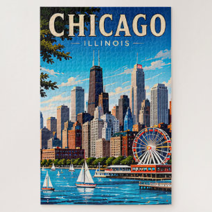 Chicago Skyline und Lake Michigan