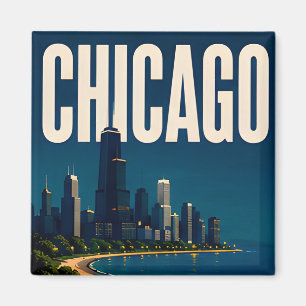 Chicago Skyline und Lake Michigan Magnet