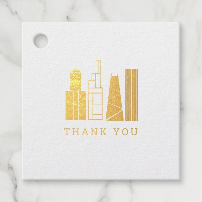 Chicago Skyline Vielen Dank Geschenkanhänger (Vorderseite)