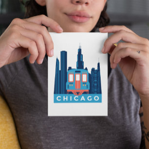 Chicago Skyline Vintage Reisepostkarte Postkarte