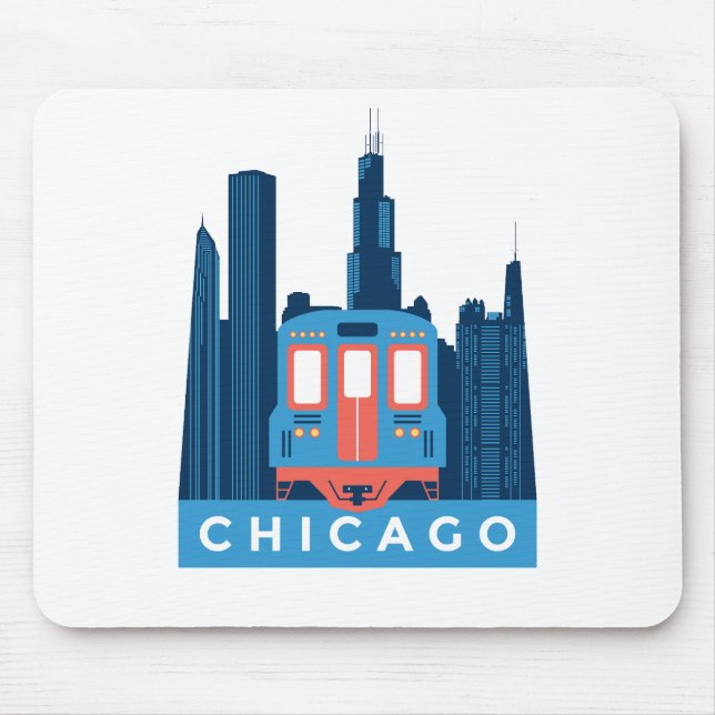 Chicago Skyline Vintage Travel Foto Mousepad (Vorne)
