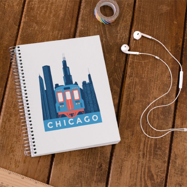Chicago Skyline Vintage Travel Foto Notizblock (chicago cityscape notebook)