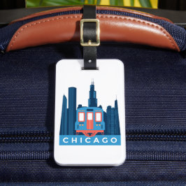 Chicago Skyline Vintage Travel Gepäckanhänger
