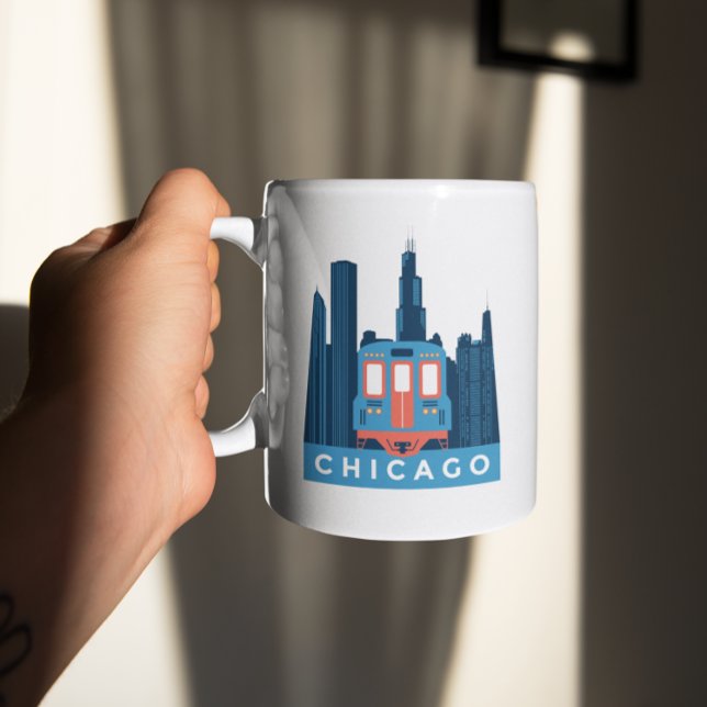 Chicago Skyline Vintage Travel Kaffeetasse (Chicago Skyline Vintage Travel Coffee Mug)