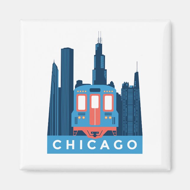 Chicago Skyline Vintage Travel Magnet (Vorne)