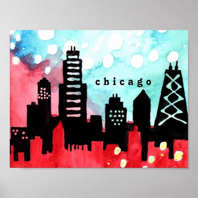 Chicago skyline watercolor poster (Vorne)
