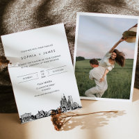 Chicago Skyline Wedding Einladung mit Foto