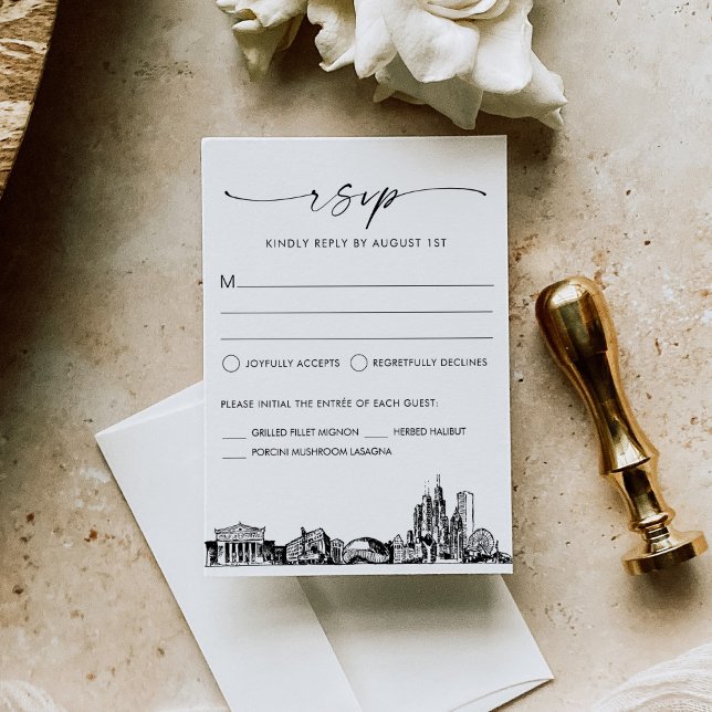 Chicago Skyline Wedding RSVP Response Card Karte (Von Creator hochgeladen)