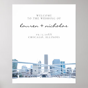 Chicago Skyline Wedding Welcome Sign Poster