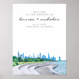 Chicago Skyline Wedding Welcome Sign Poster