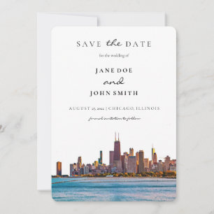 Chicago Skyline Wohnung Save the Date Karte