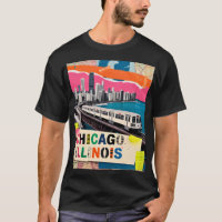 Chicago Skyline Zug Pop Art Collage Retro Reise