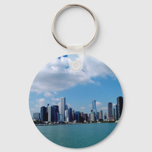 Chicago-Skylineansicht vom Marine-Pier Schlüsselanhänger