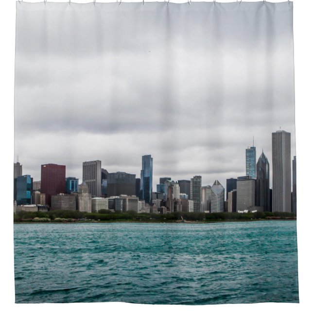 Chicago skylinechicago, skyline, aerial, architect duschvorhang (Vorderseite)