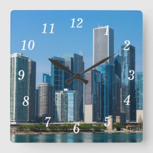 Chicago Skyscrapers Wall Clock Quadratische Wanduhr