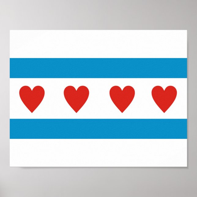 Chicago Stadt Liebe Flaggen Herzen usa vereinte St Poster (Vorne)