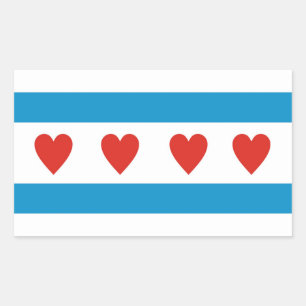 Chicago Stadt Liebe Flaggen Herzen usa vereinte St Rechteckiger Aufkleber