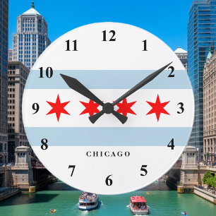 Chicago Stadtflagge benutzerdefinierte runde Wandu Wanduhr