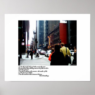 Chicago-Straßen-Szene mit Sandburg Gedicht Poster
