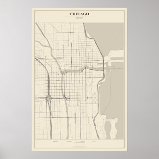 Chicago-Straßenkarte Poster