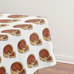 Chicago Style Deep Dish Pepperoni Pizza Feinschmec Tischdecke
