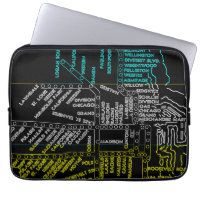 Chicago Subway Bahn Vintage System Map Route NEON