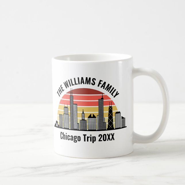 Chicago Sunset Custom Family Trip Keepsake Kaffeetasse (Rechts)
