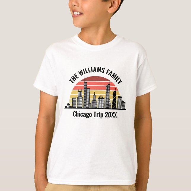 Chicago Sunset Customized Family Trip Kids T-Shirt (Vorderseite)