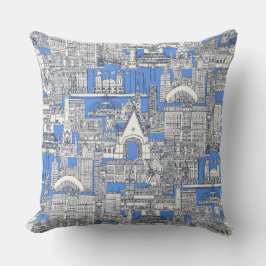 Chicago Toile Mitternachtsblau Retroblau Kissen