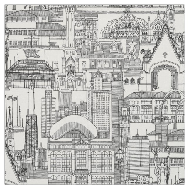 Chicago Toile Schwarz-weiß Stoff (Muster)