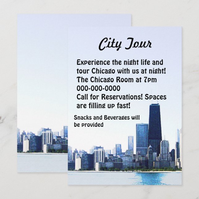 Chicago Tour Flyer Einladung (Vorne/Hinten)