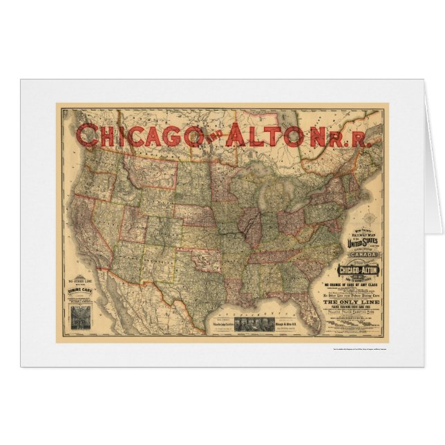 Chicago u. Alton Eisenbahn-Karte 1883 (Vorderseite (Horizontal))