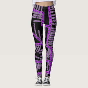 Chicago U-Bahn Karte/ Bahnhaltestelle NEON LILA Leggings