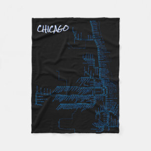 Chicago U-Bahn-Karte/ Zughaltestelle farbenfroh BL Fleecedecke
