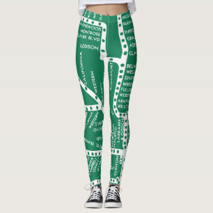 Chicago-U-Bahn-Zug Vintage-Systemkarte Route Leggings