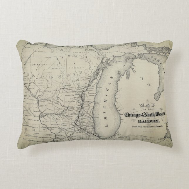 Chicago und Northwestern Bahn Karte Accent Pillow Dekokissen (Vorderseite)