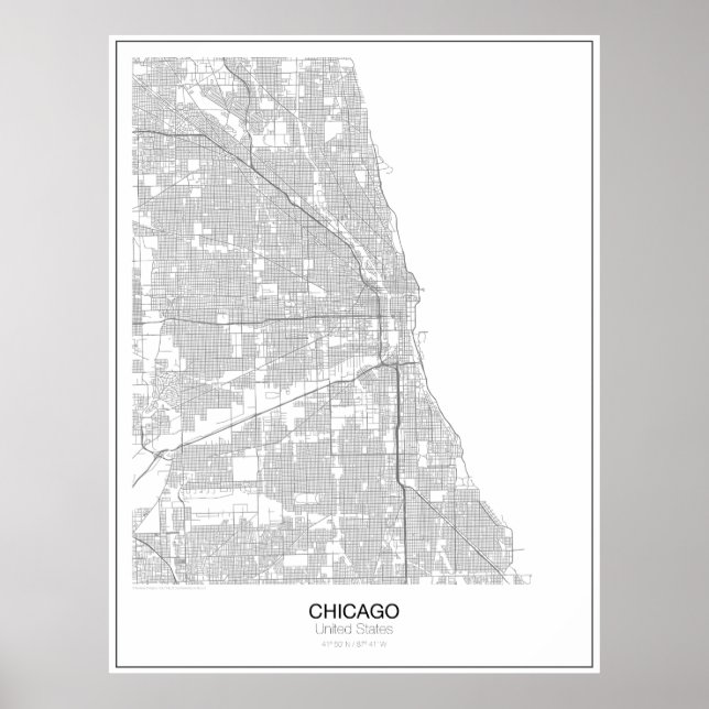Chicago, United Staaten Minimalistisch Map Poster (Vorne)