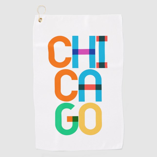 Chicago United Staaten Pop Art Letters Golfhandtuch (Vorderseite)