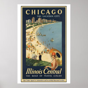 Chicago Urlaub Stadt Vintage Reiseplakat Poster