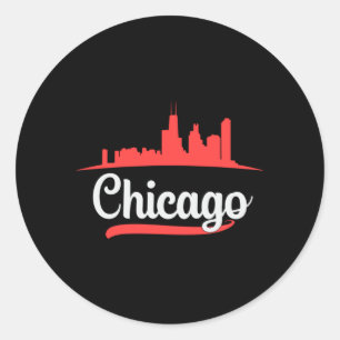Chicago USA City Cityscape Skyline Funny Gift Idee Runder Aufkleber