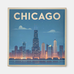 Chicago USA im Retrolook Magnet