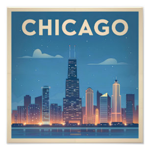 Chicago USA Vintag Fotodruck