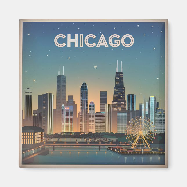 Chicago USA Vintag Magnet (Vorne)