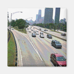 Chicago Verkehr in Sandstein Magnet