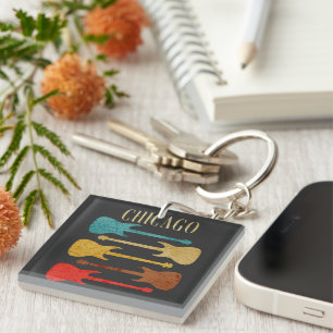 Chicago Vintag Guitars Festival Moon and Stars Schlüsselanhänger